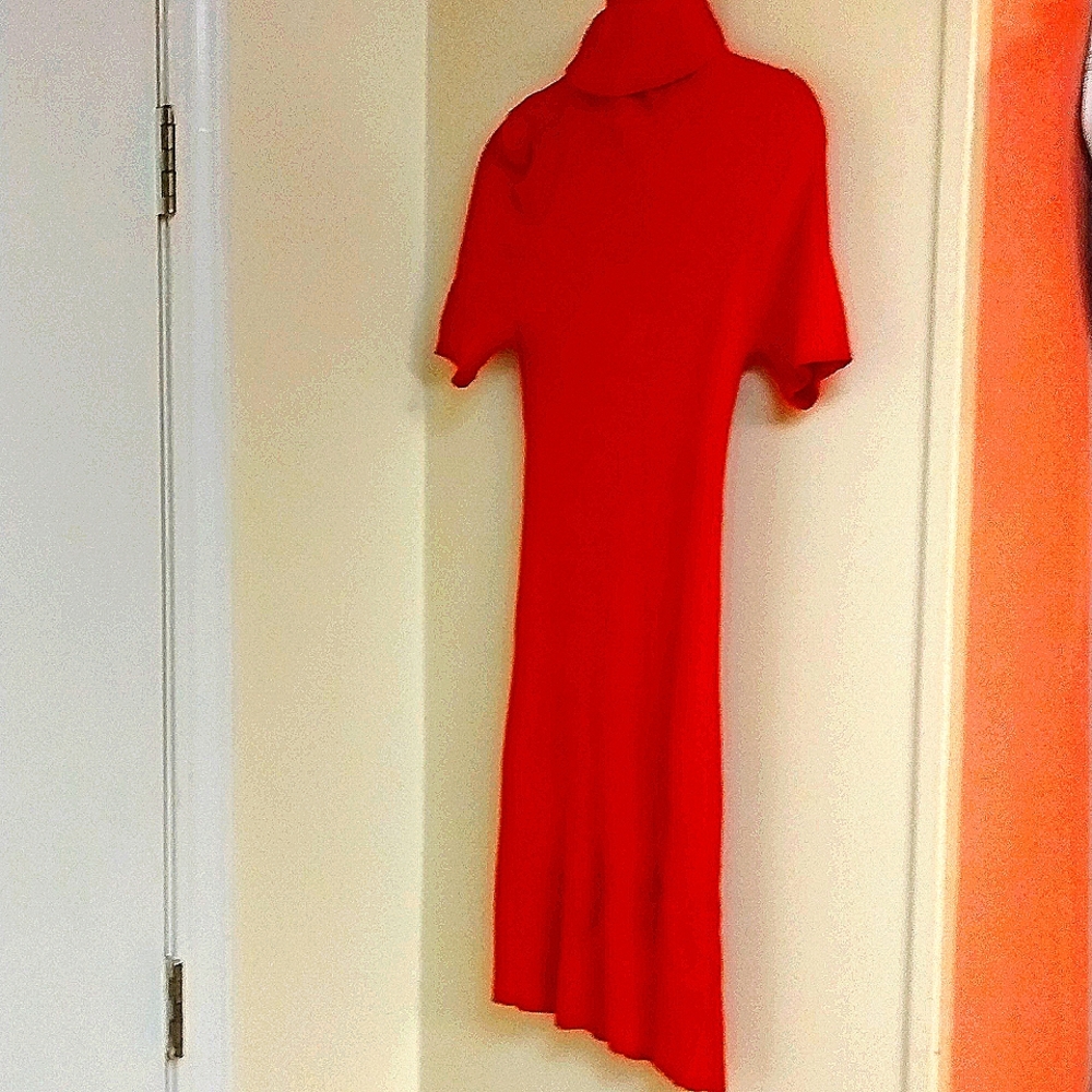 Twenty One brand, size small, short sleeved, red, ribbed, turtleneck dress
